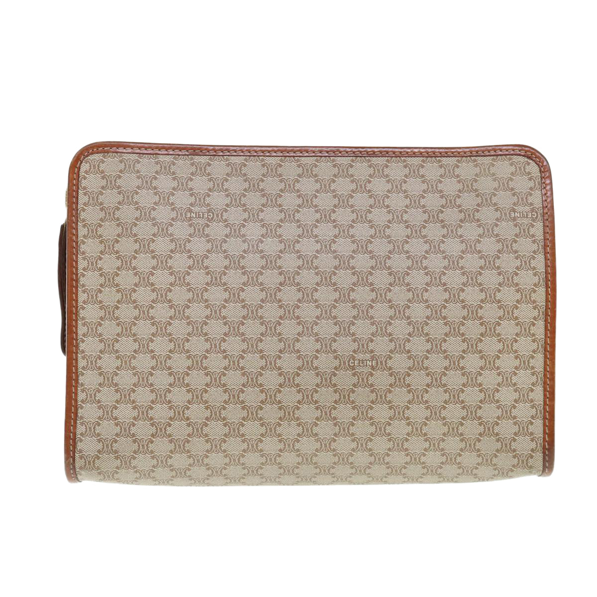 Luxury CELINE Macadam Canvas Clutch Bag Beige 63618
