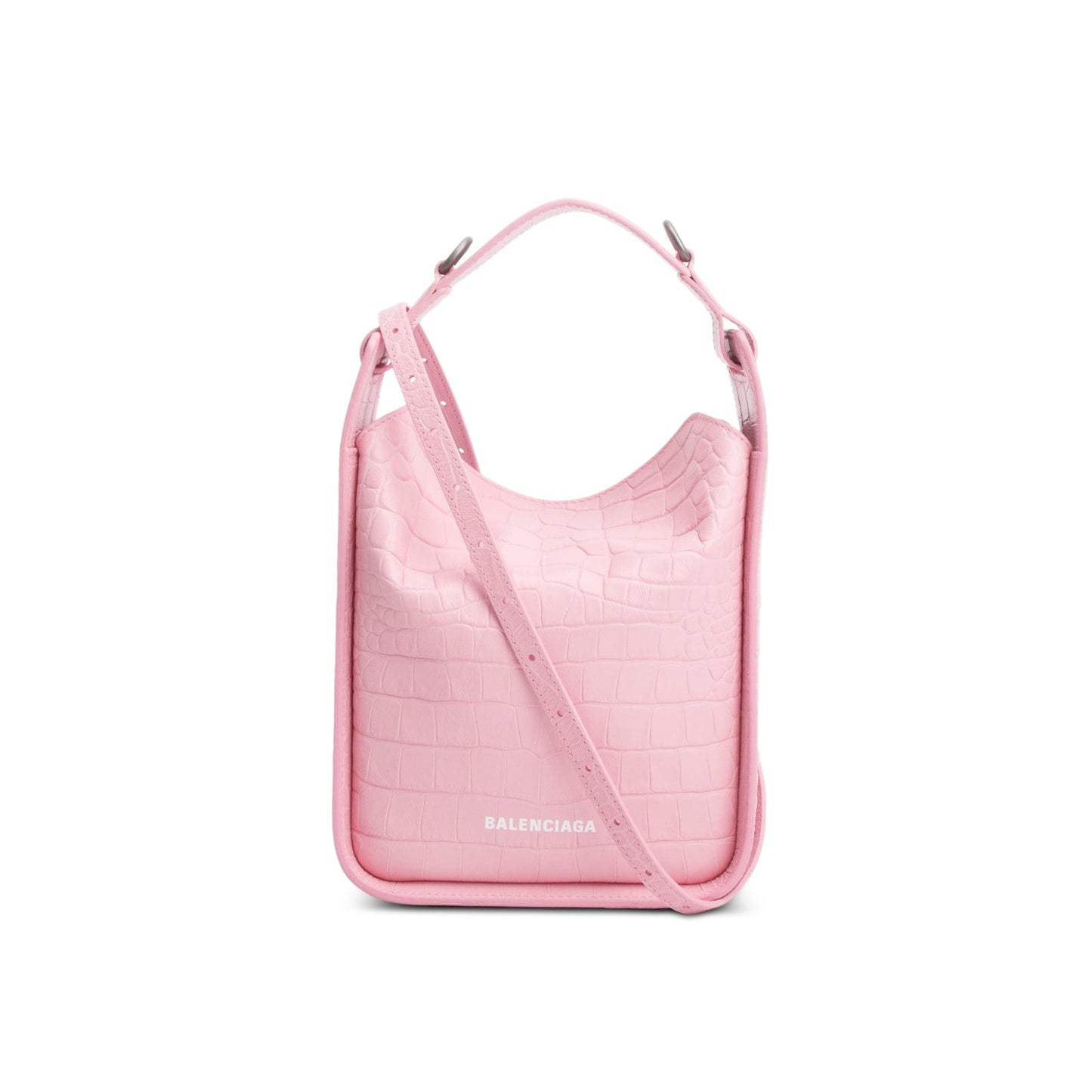 Balenciaga Pink Croc-Embossed Leather Tool 2.0 Small N/S Tote