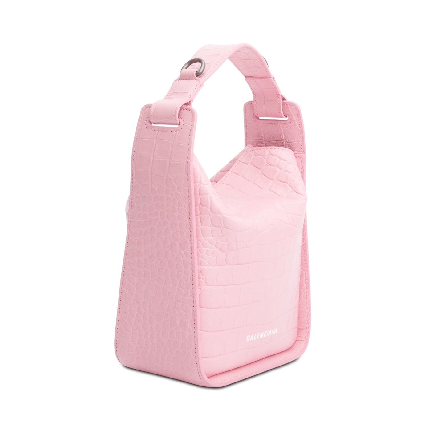 Balenciaga Pink Croc-Embossed Leather Tool 2.0 Small N/S Tote