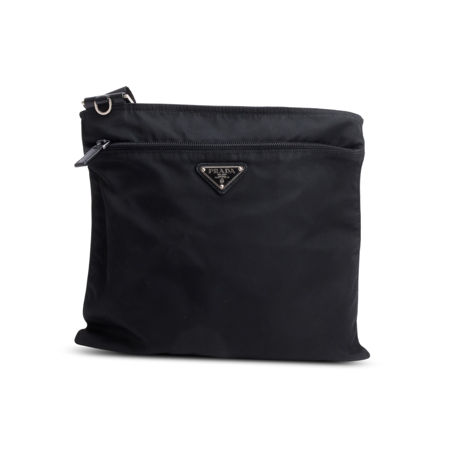 Prada Black Tessuto Nylon Vela Flat Messenger Bag