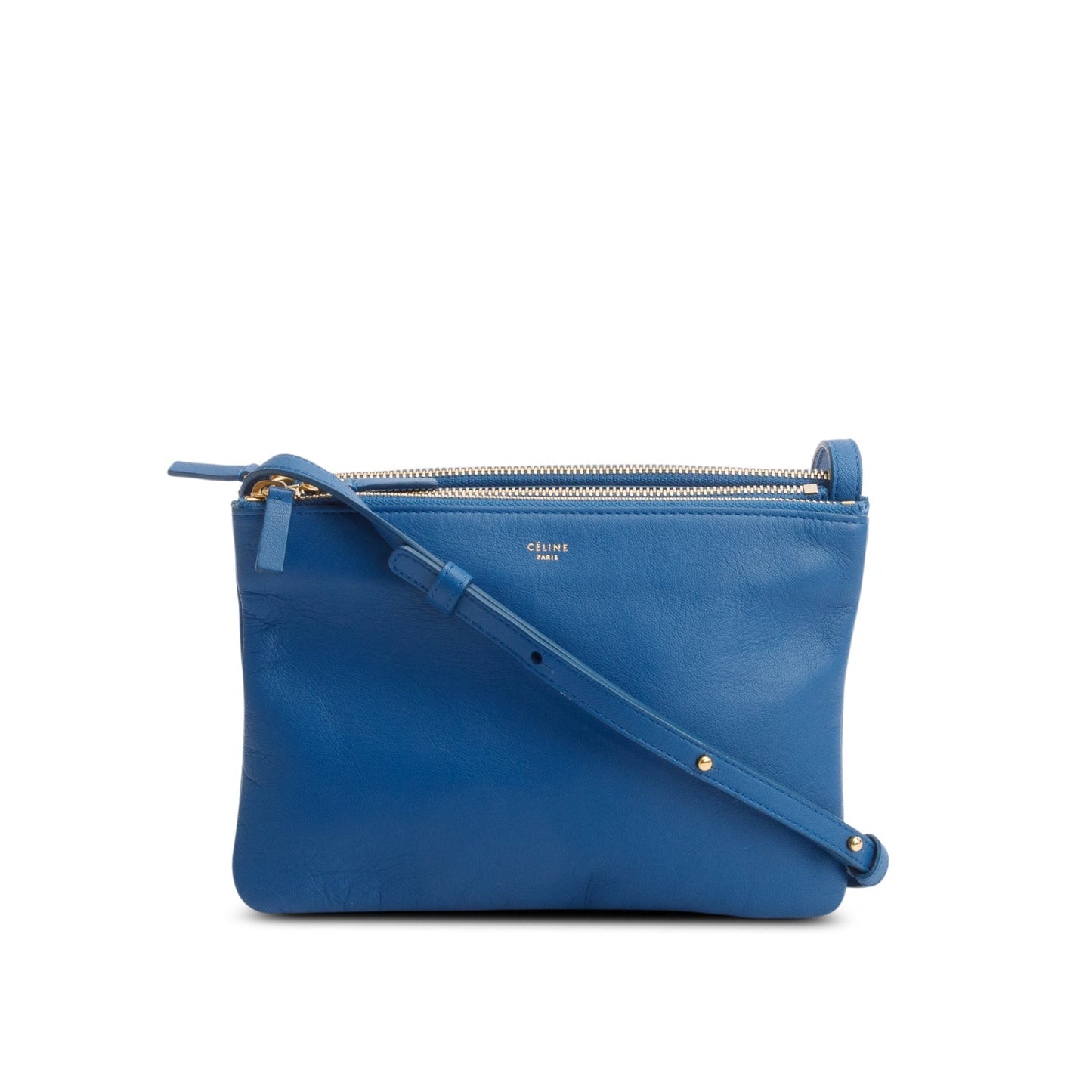 Celine Blue Lambskin Small Trio Crossbody Bag