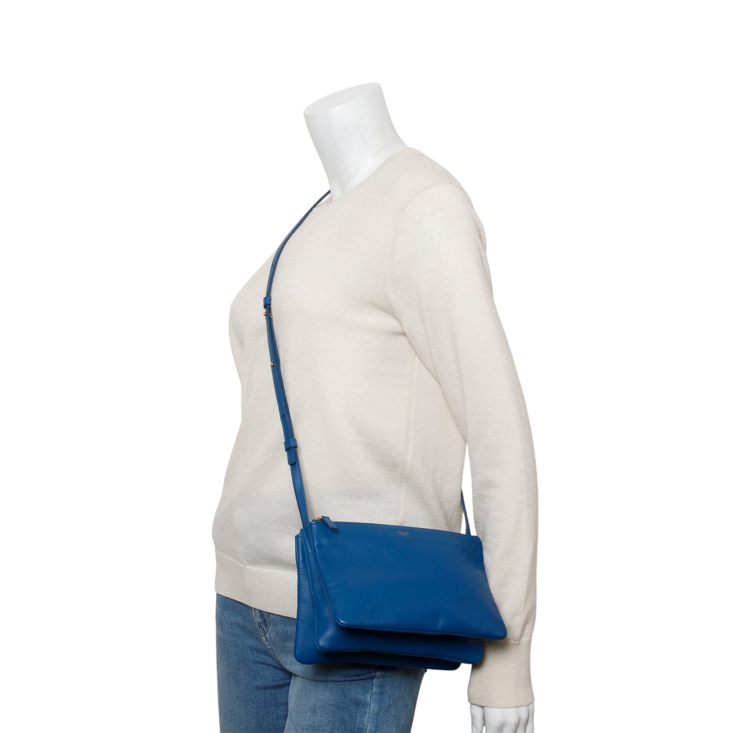 Celine Blue Lambskin Small Trio Crossbody Bag