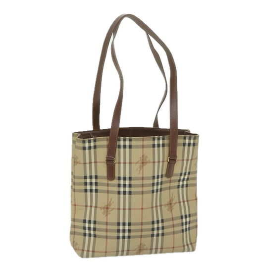 Burberry Nova Check Shoulder Bag PVC Leather Beige Auth 63774