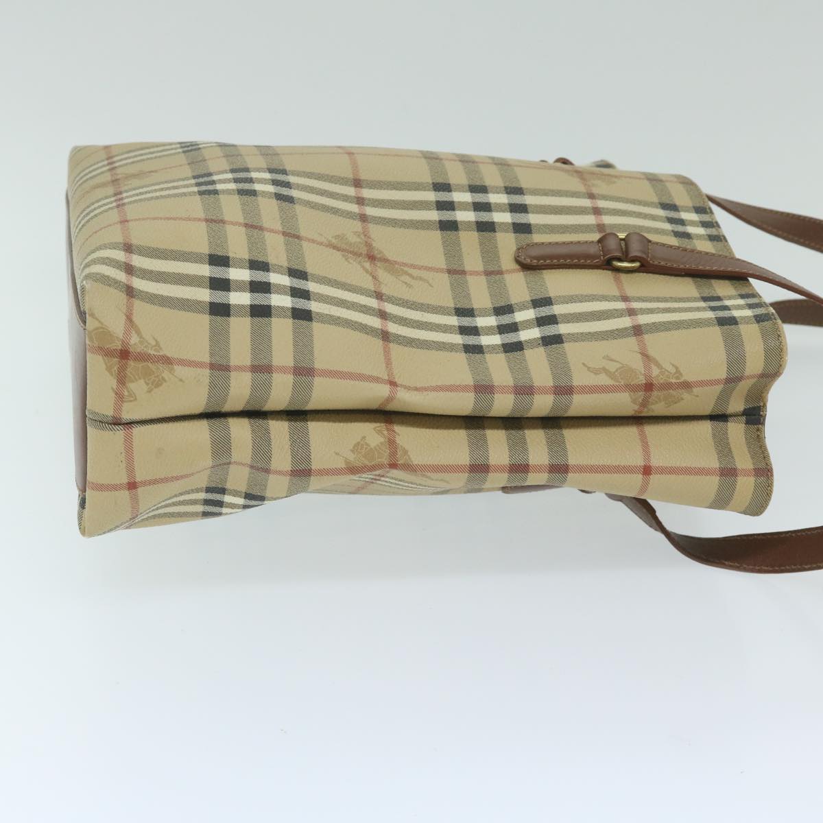 Burberry Nova Check Shoulder Bag PVC Leather Beige Auth 63774
