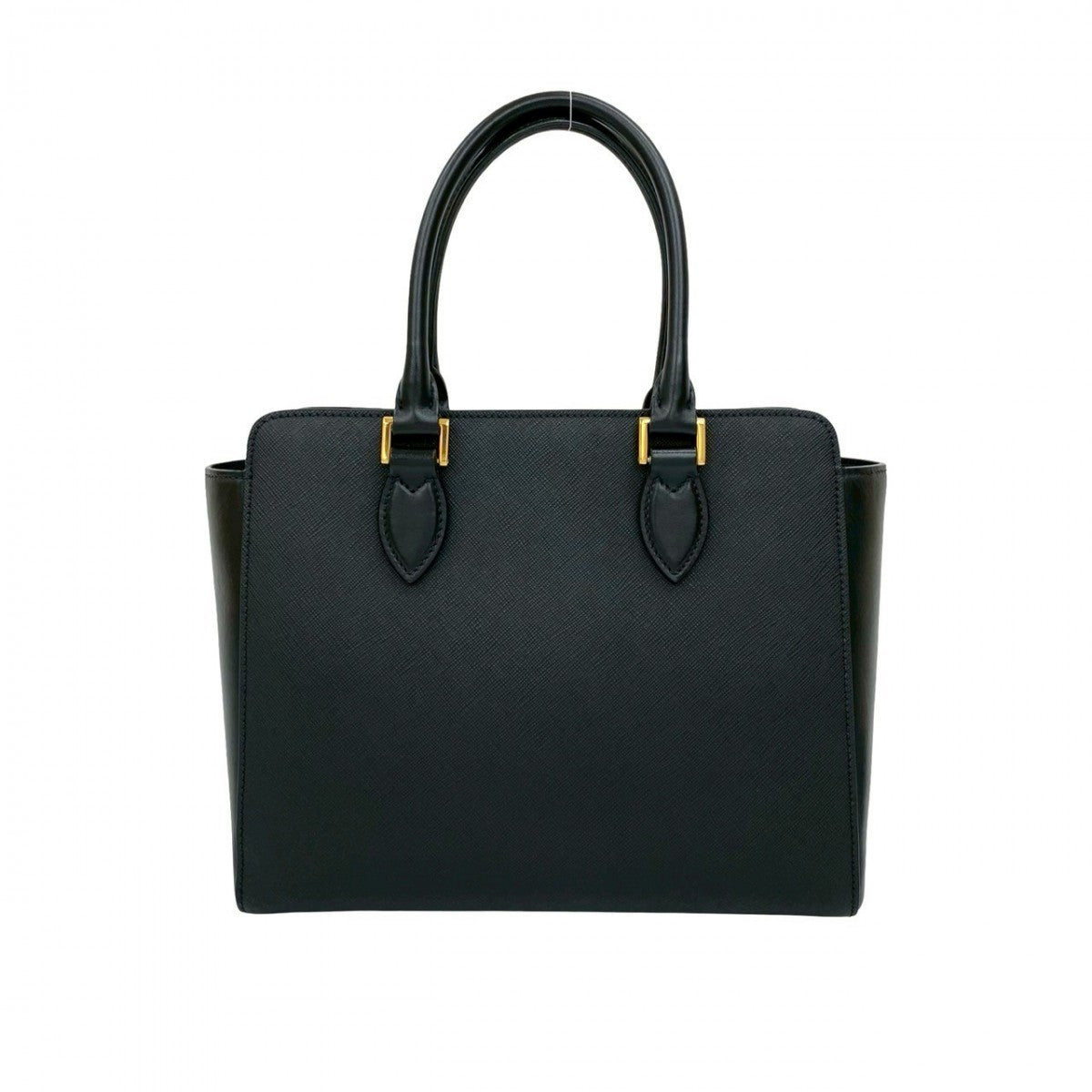 PRADA Shoulder Bag leather black logo Metal Galleria Women