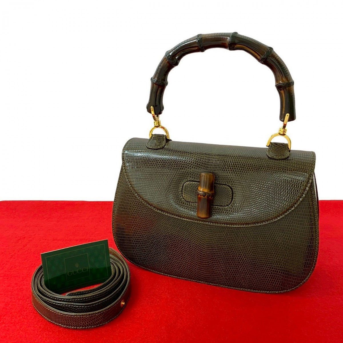 GUCCI Shoulder Bag leather Brown Bamboo Women