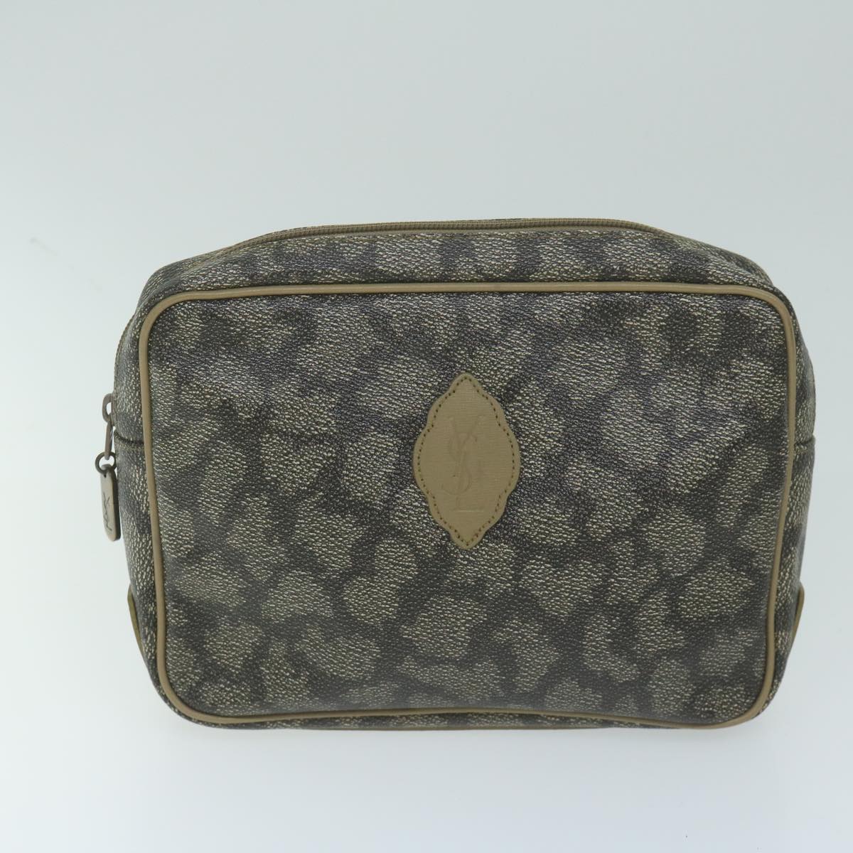 Burberry Saint Laurent Clutch Bag PVC Leather 3Set Black Beige Auth 63887