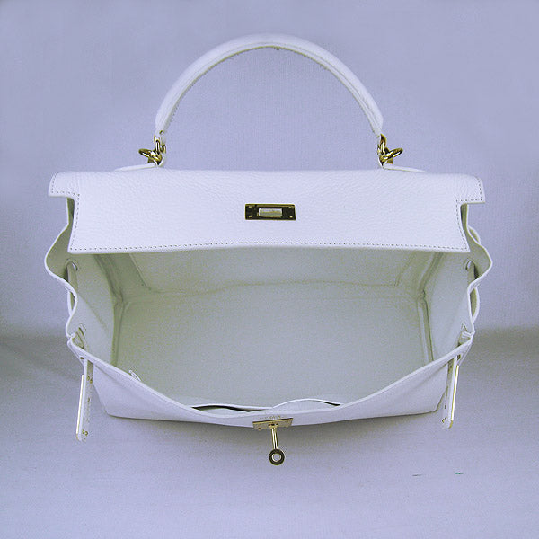 Luxury Hermes Kelly 35cm Togo Leather Handbag White/Golden