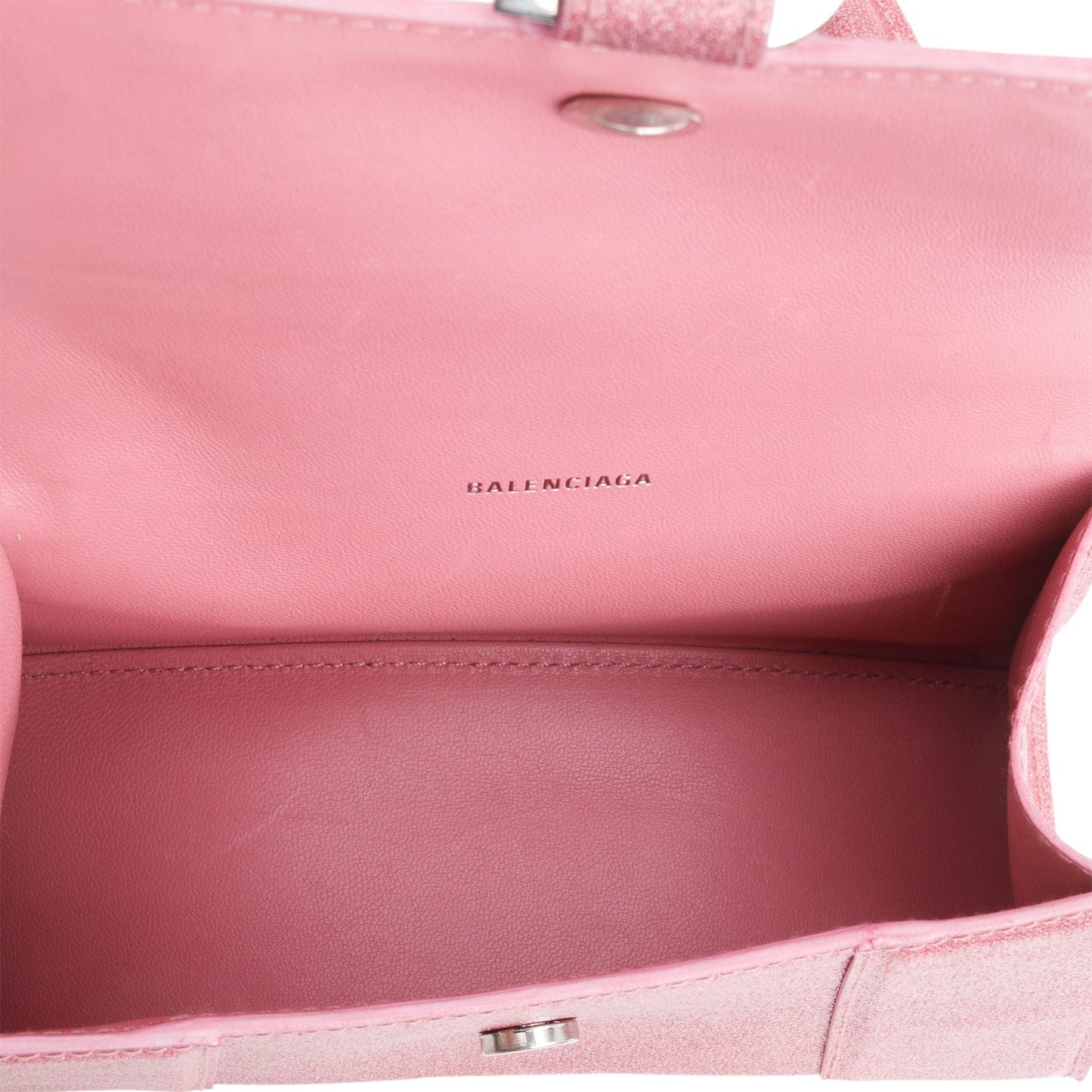 Balenciaga Pink Glitter XS Hourglass Top Handle Bag