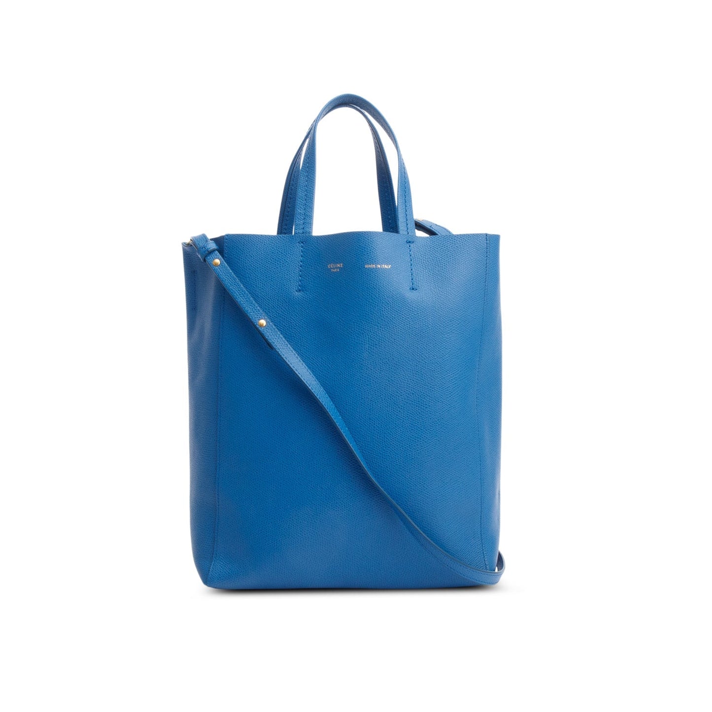 Celine Blue Grained Calfskin Small Vertical Cabas Tote
