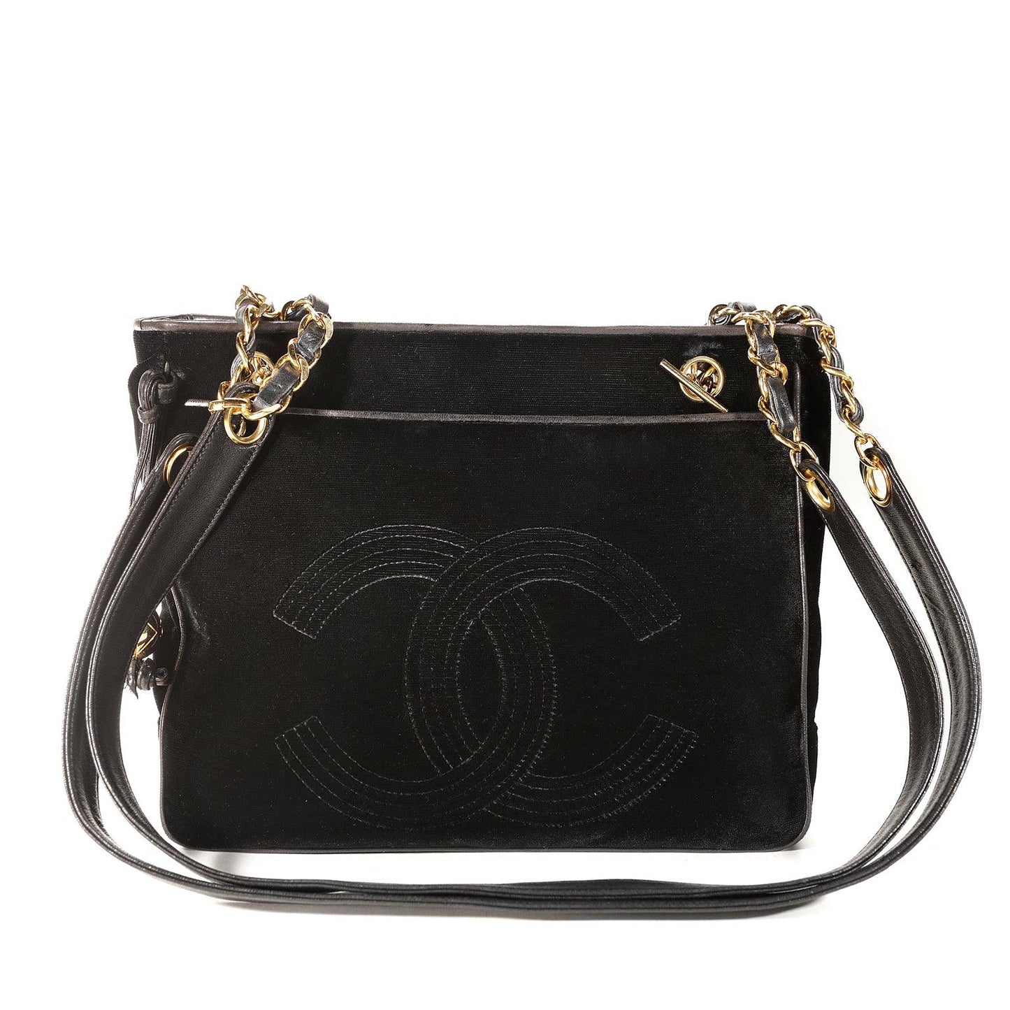 Chanel Black Velvet CC Tote