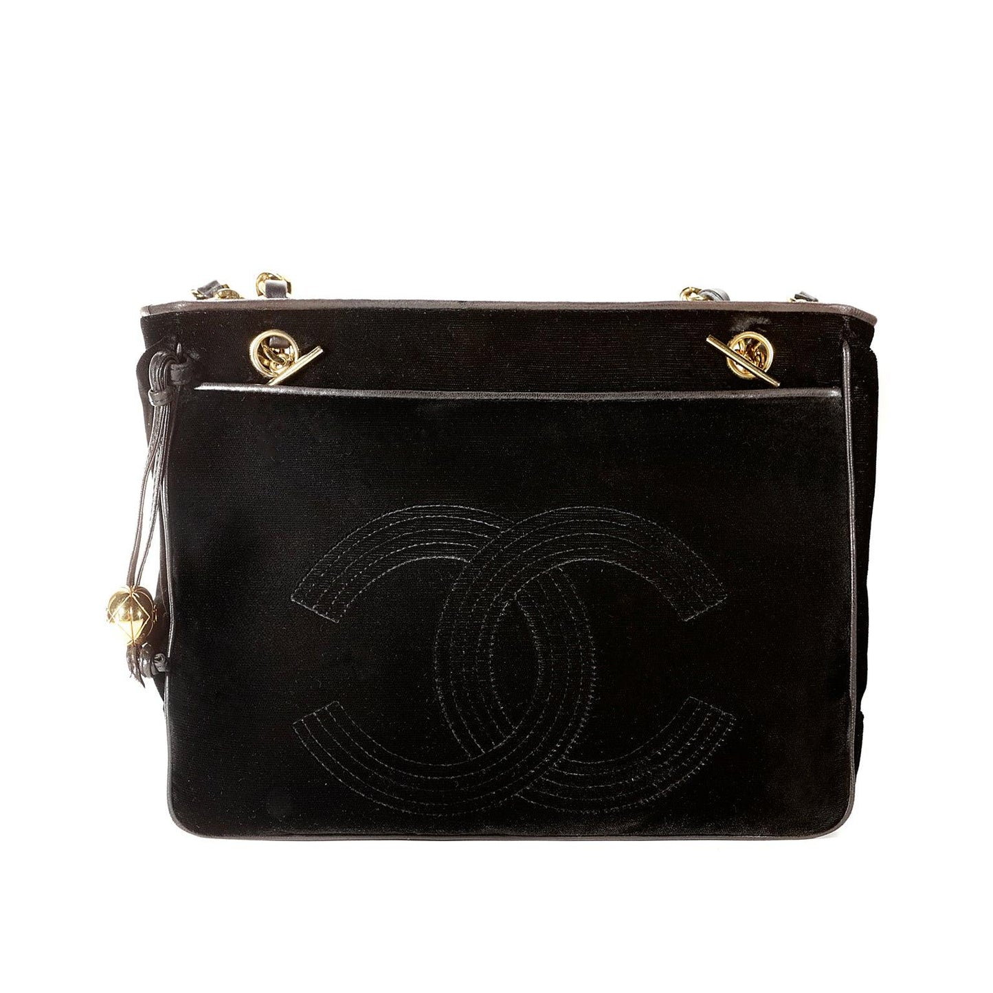 Chanel Black Velvet CC Tote