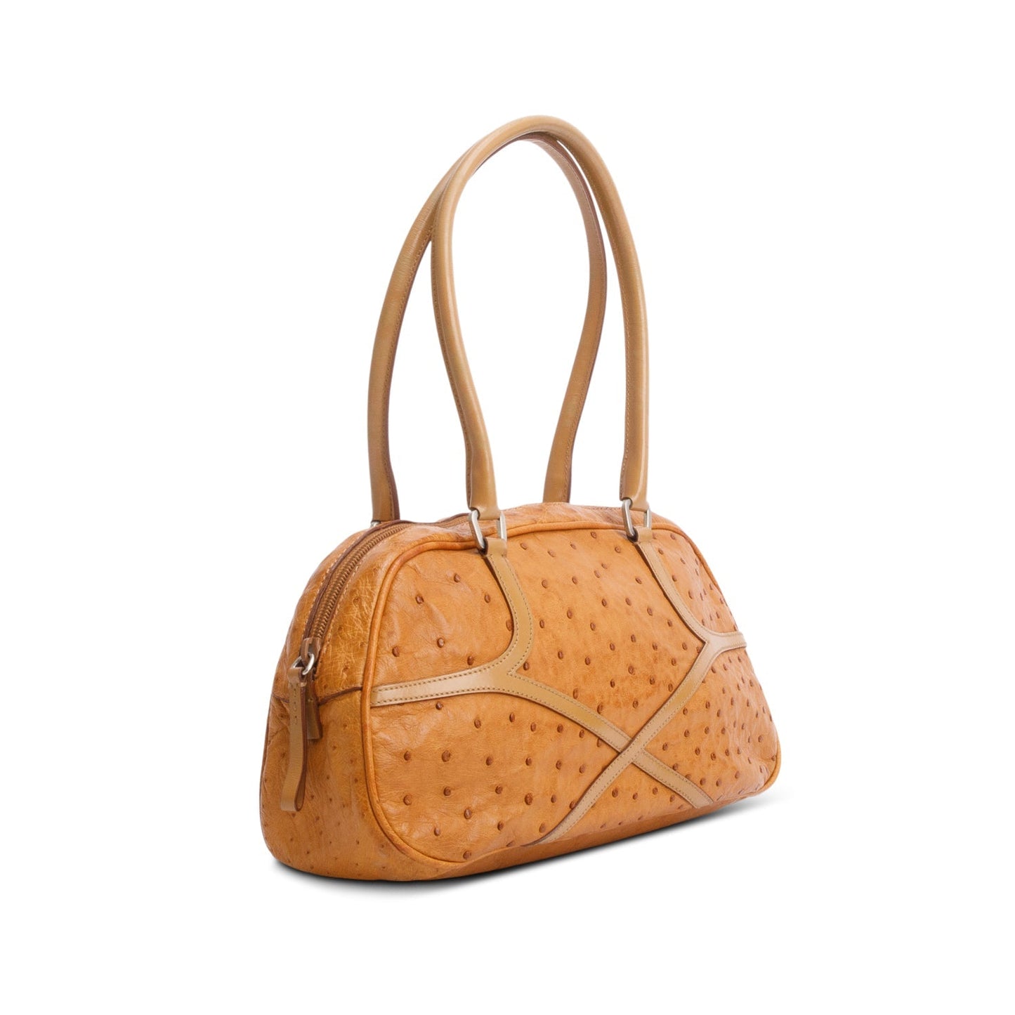 Prada Brown Ostrich Shoulder Bag