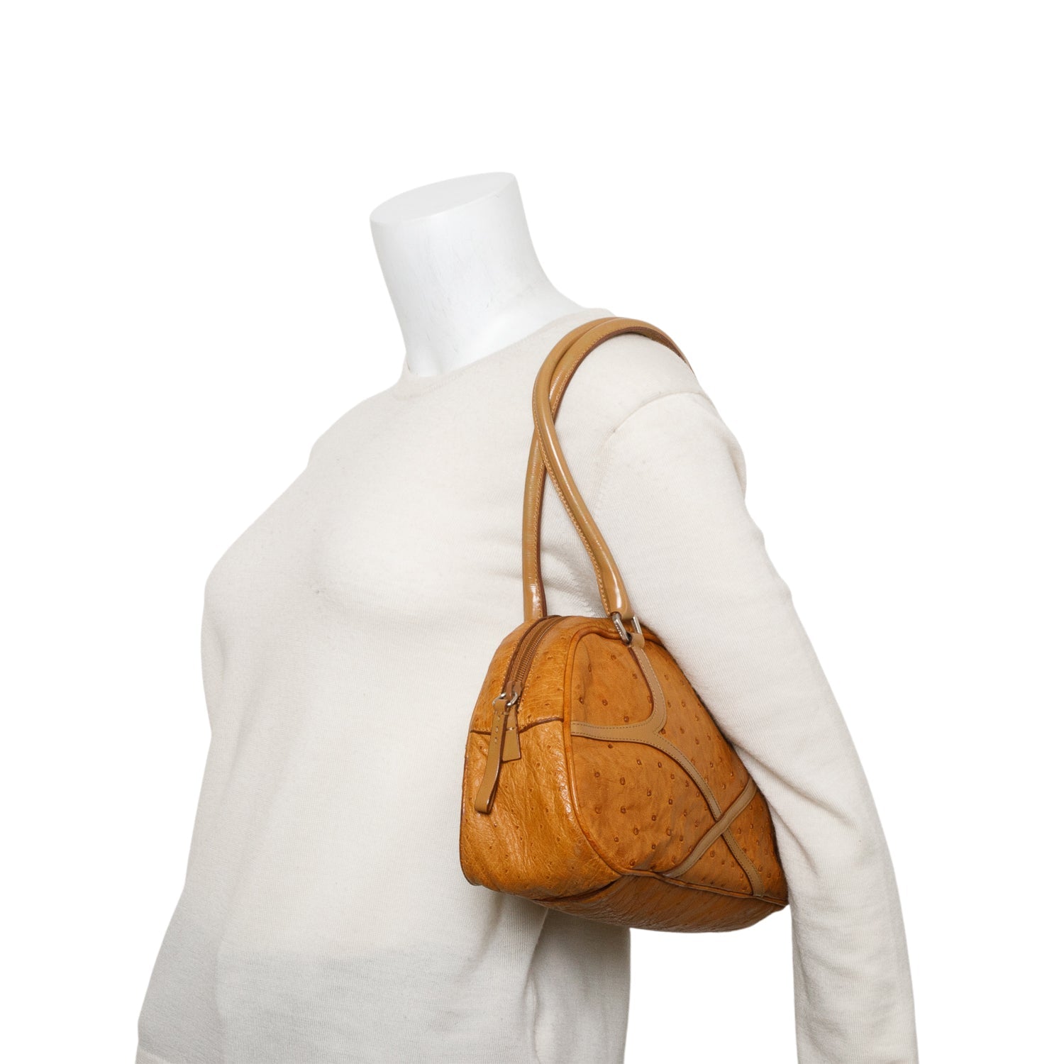 Prada Brown Ostrich Shoulder Bag
