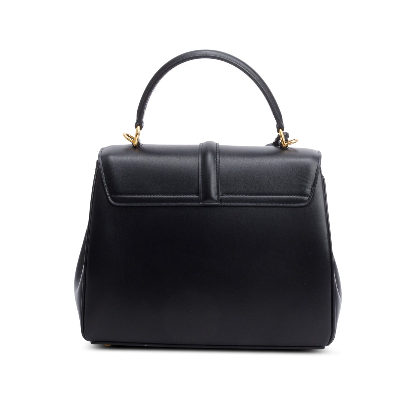 Celine 2023 Black Satinated Calfskin Small 16 Top Handle Bag