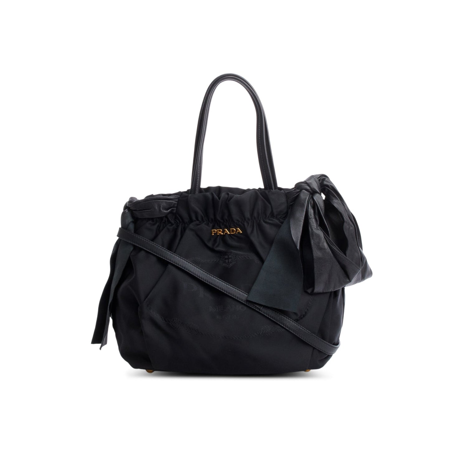 Prada Black Tessuto Bow Nylon Tote Bag