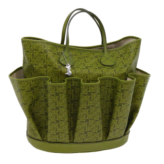 Luxury CELINE Horse Carriage Macadam Canvas Tote Bag Green 64256