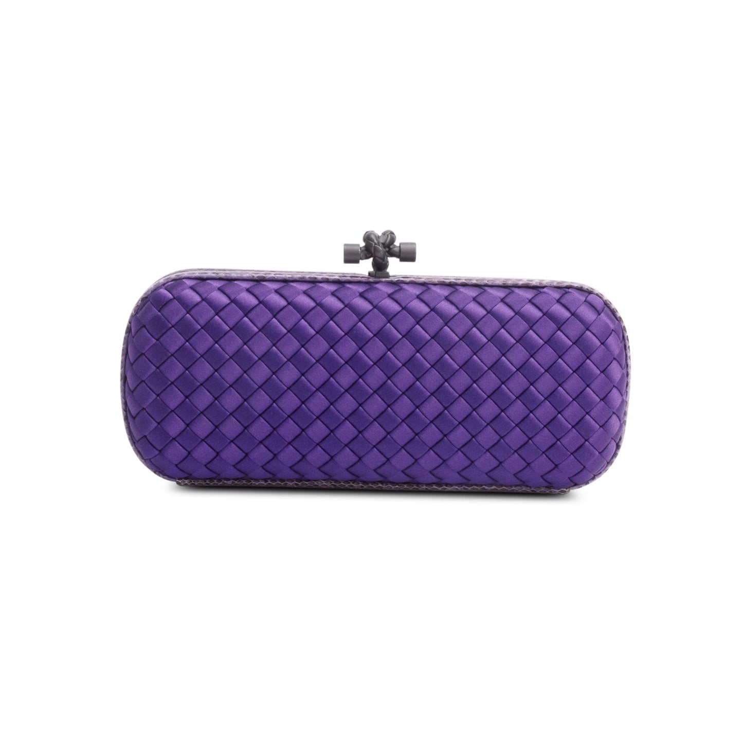 Bottega Veneta Purple Satin Ayers Intreccio Impero Stretch Knot Clutch