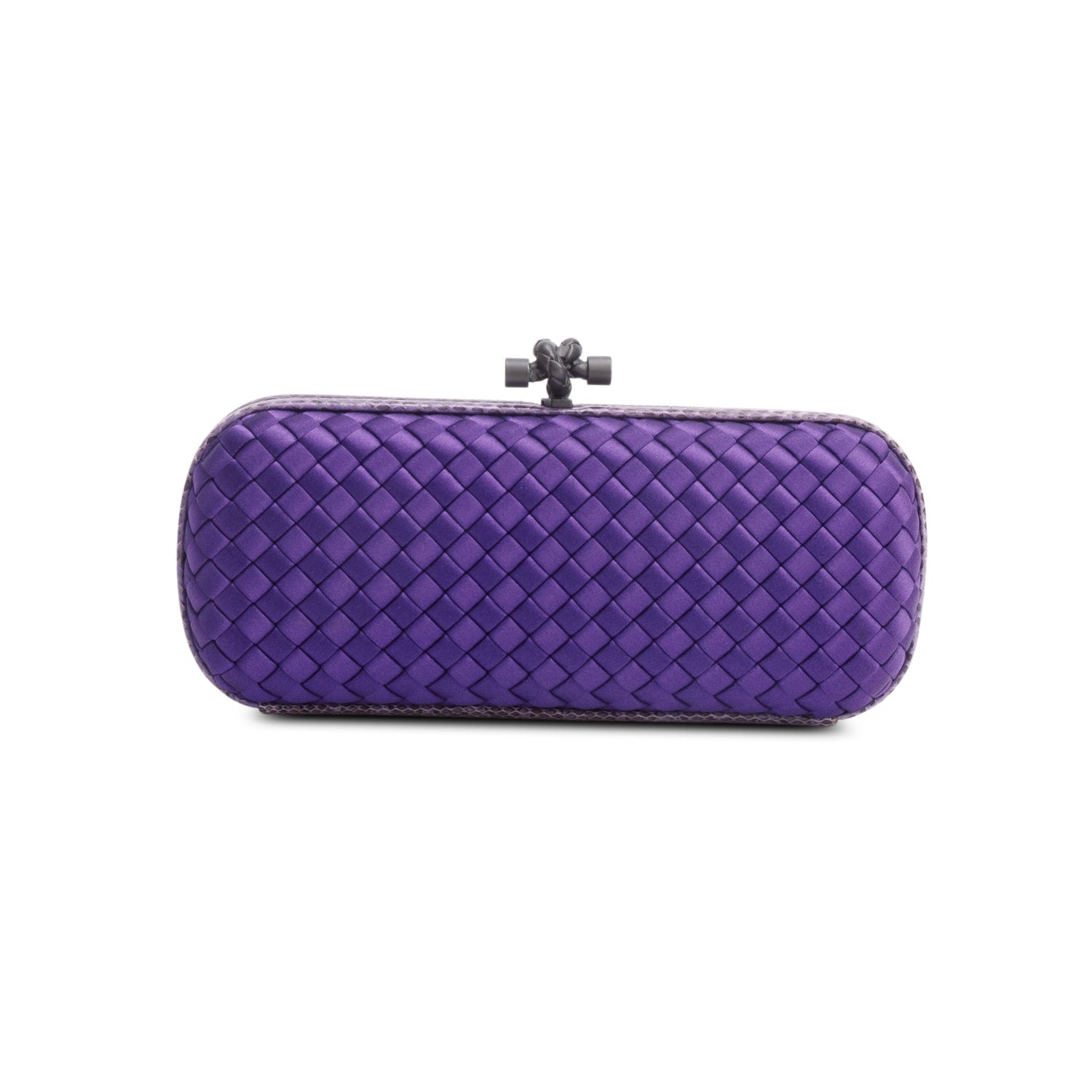 Bottega Veneta Purple Satin Ayers Intreccio Impero Stretch Knot Clutch