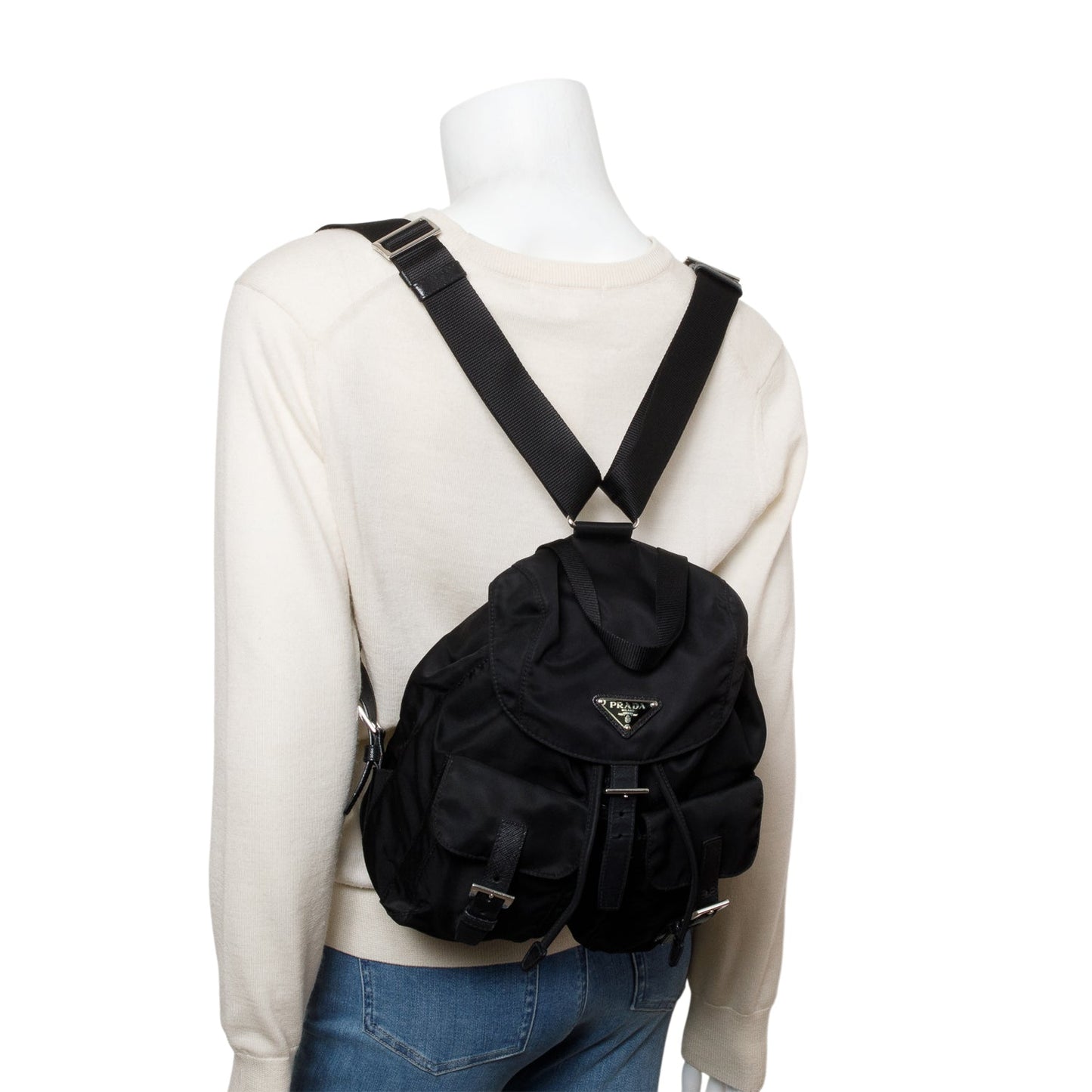 Prada Black Re-Nylon Saffiano Small Backpack