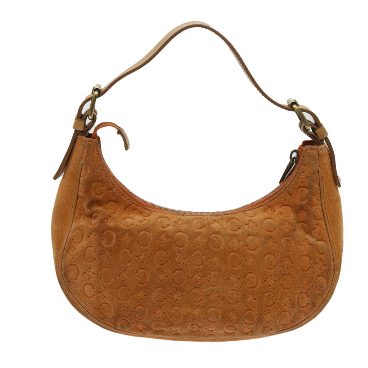Luxury CELINE C Macadam Canvas Shoulder Bag Orange 64453