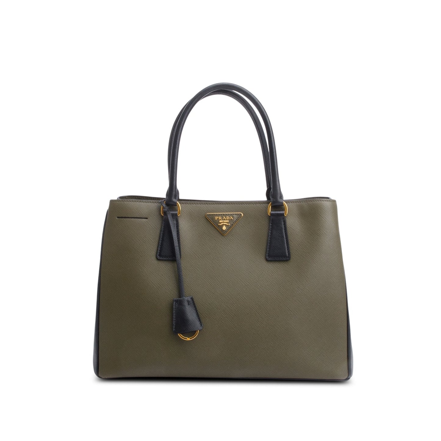 Prada Olive Green/Black Saffiano Lux Medium Galleria Tote