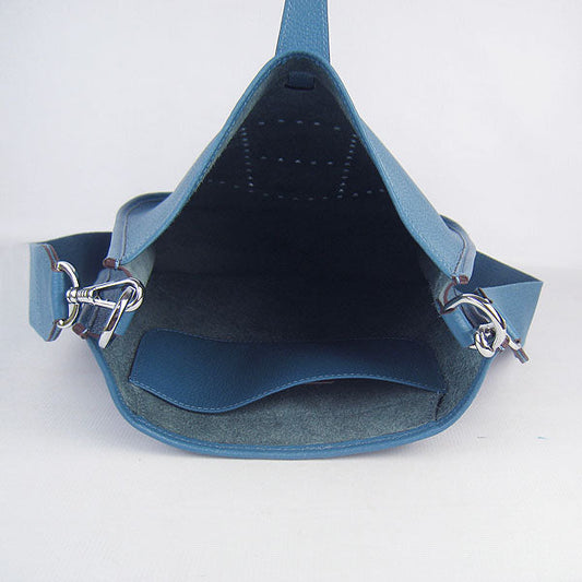 Luxury Hermes Evelyne I handbag blue silver