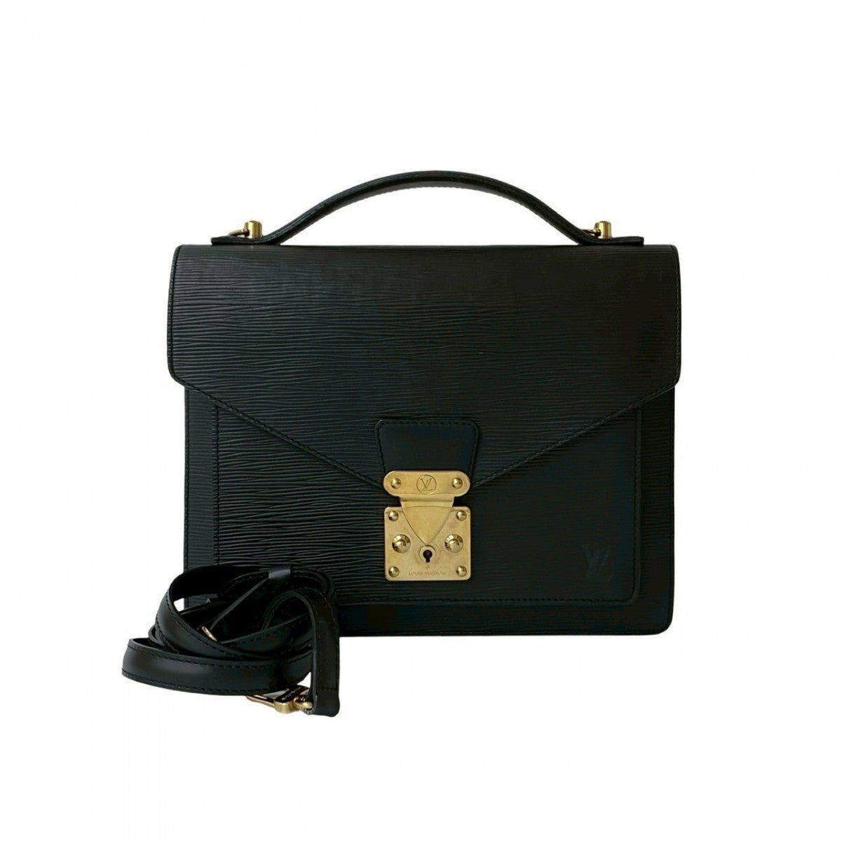   LOUIS VUITTON Shoulder Bag Epi Leather black Epi Monceau