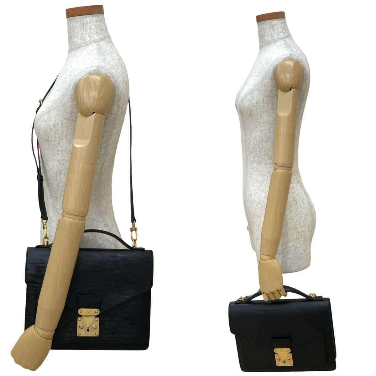   LOUIS VUITTON Shoulder Bag Epi Leather black Epi Monceau