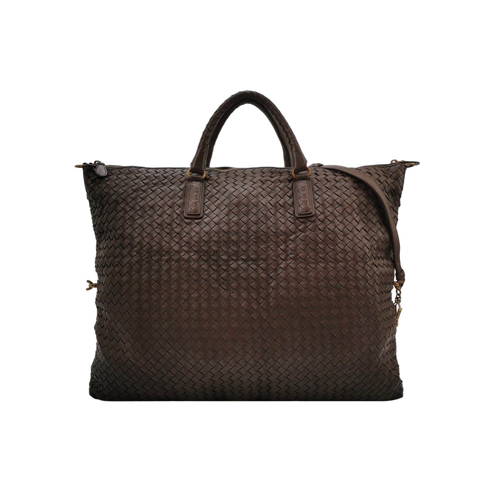 Bottega Veneta Maxi Convertible Tote Dark Chocolate Brown Leather Gold Hardware 54cm