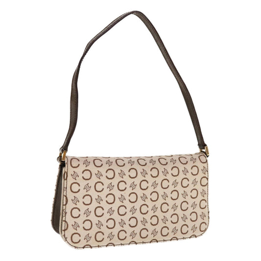 Luxury CELINE C Macadam Canvas Shoulder Bag Beige Brown 64803