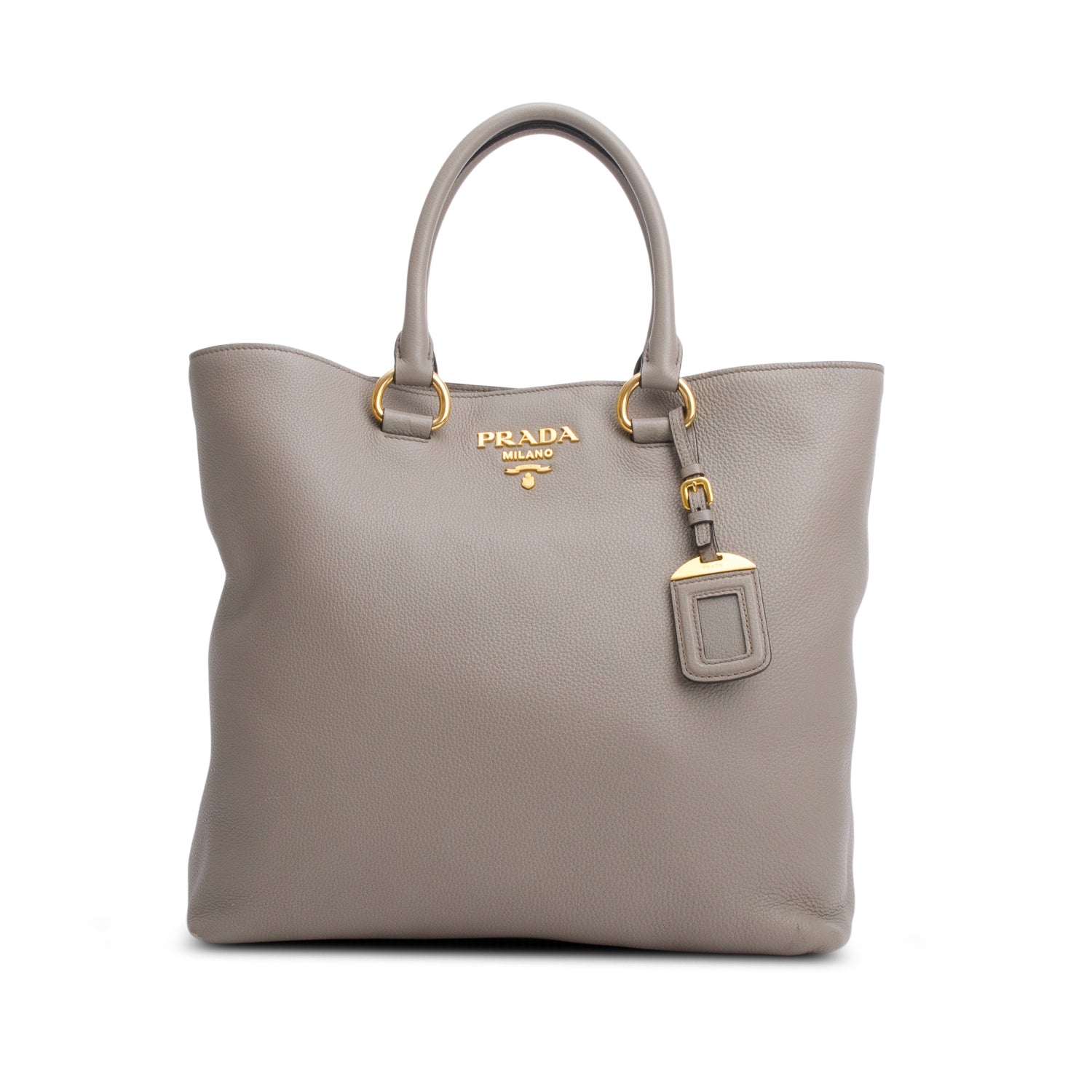 Prada Grey Vitello Phenix Convertible Shopper Tote