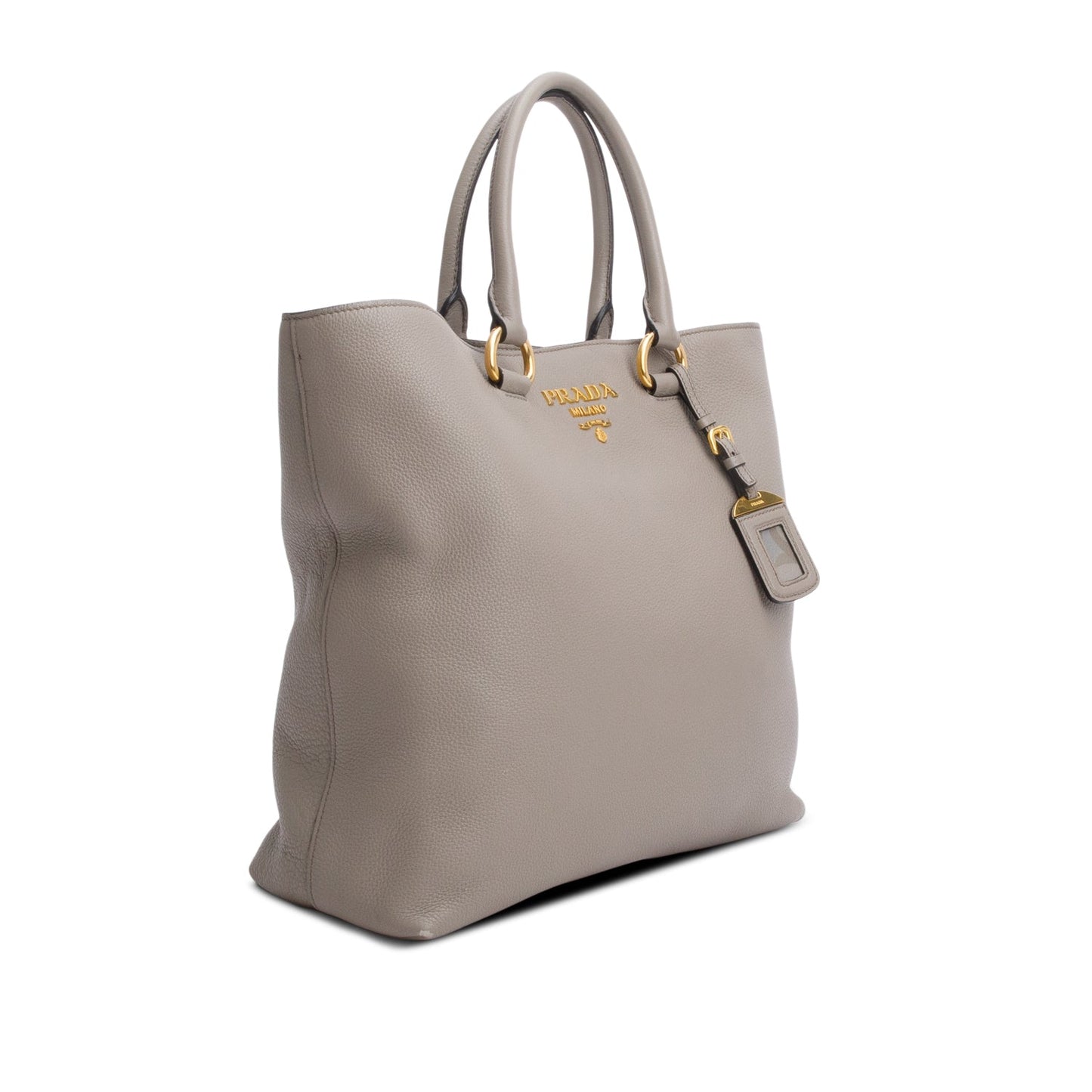 Prada Grey Vitello Phenix Convertible Shopper Tote