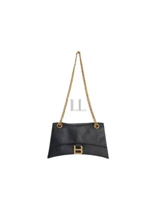 Luxury Balenciaga Trending 2026 Crush Logo Gold Chain Small Shoulder Bag Black