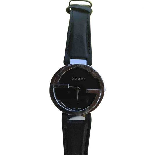 Gucci interlocking black steel watch