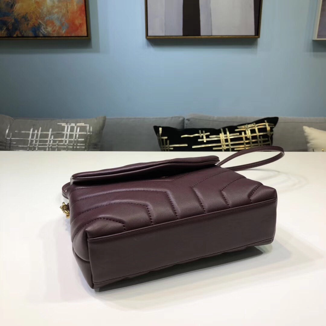 Yves Saint Laurent Loulou Mini Shoulder Bag Burgundy 7in/