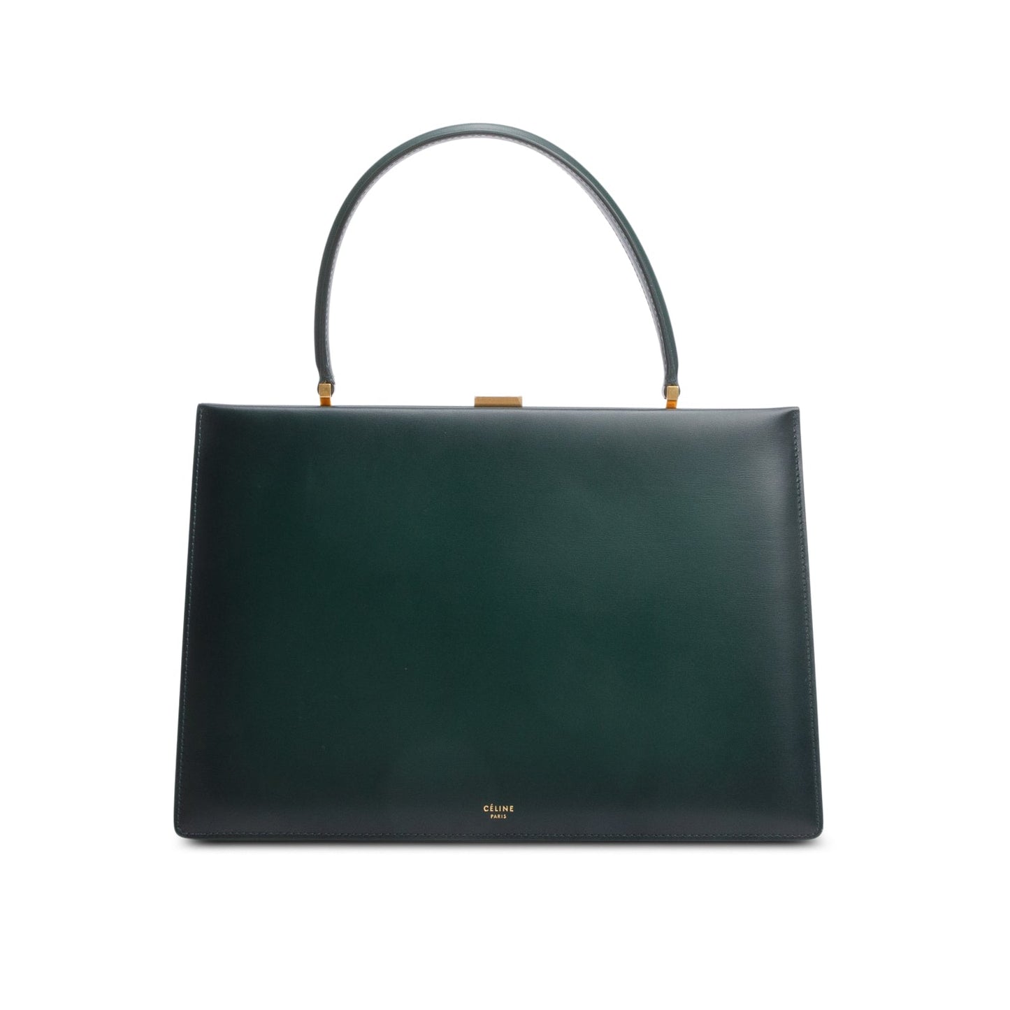 Celine Green Leather Clasp Medium Bag