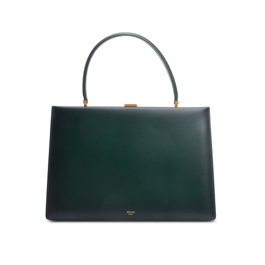 Celine Green Leather Clasp Medium Bag