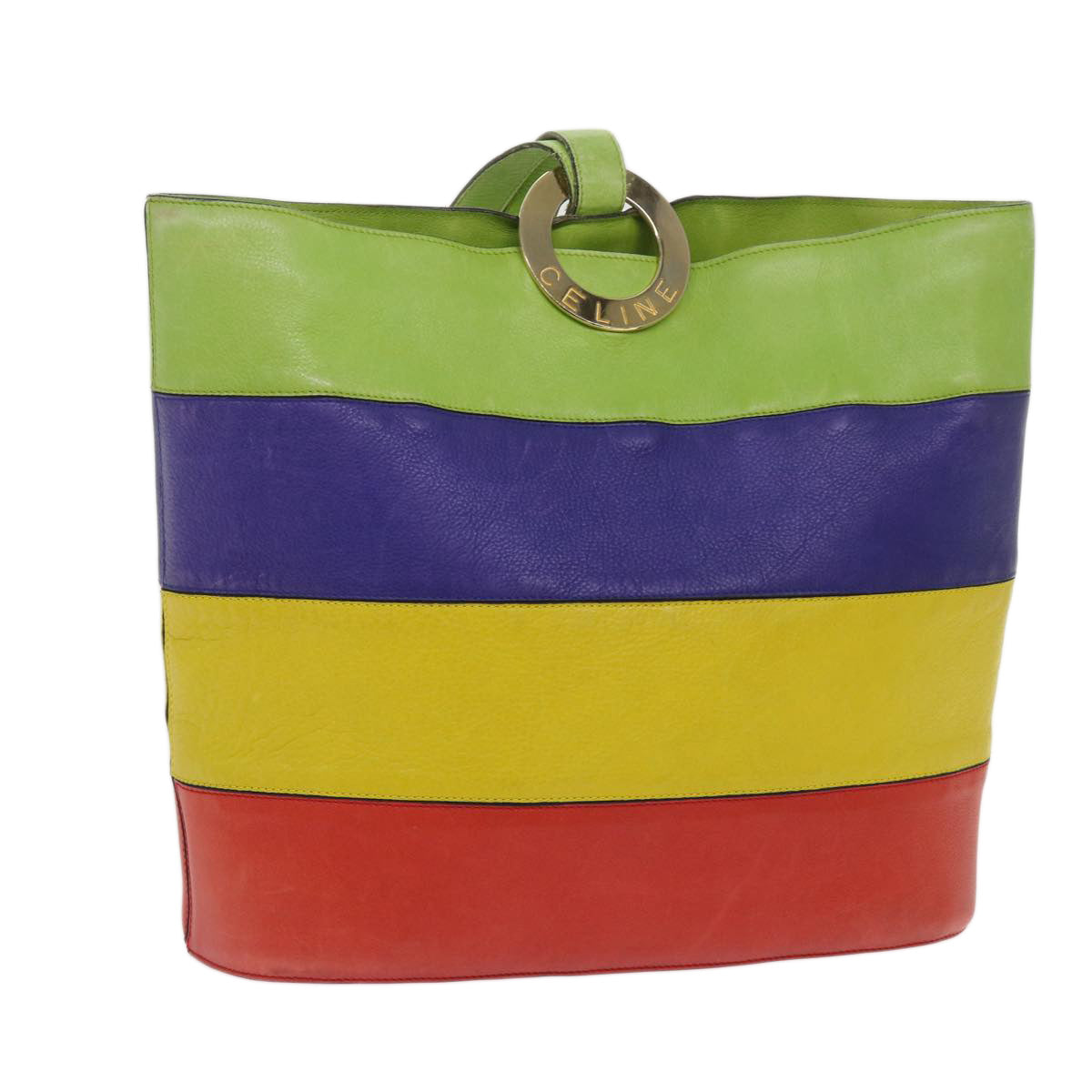 Luxury CELINE Shoulder Bag Leather Red Blue Green 65025