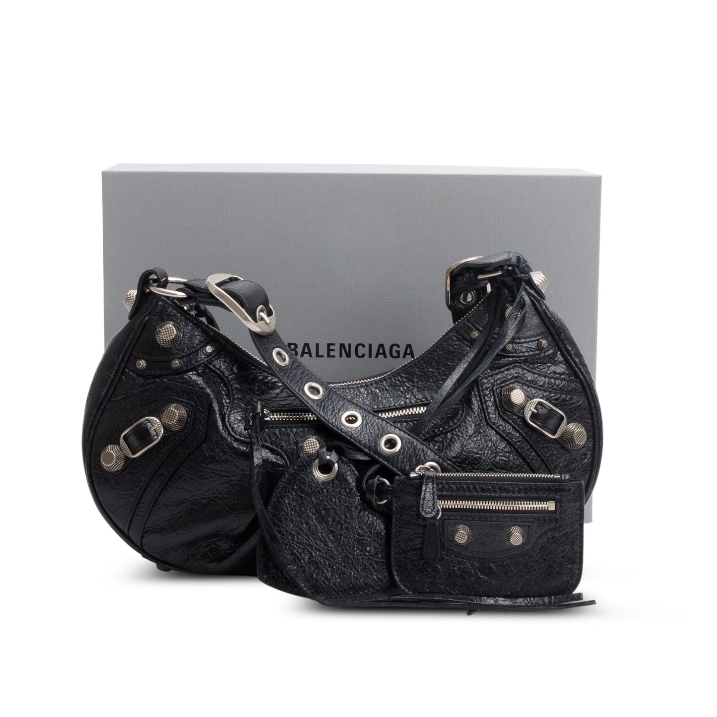 Balenciaga Black Arena Leather Le Cagole Small Shoulder Bag