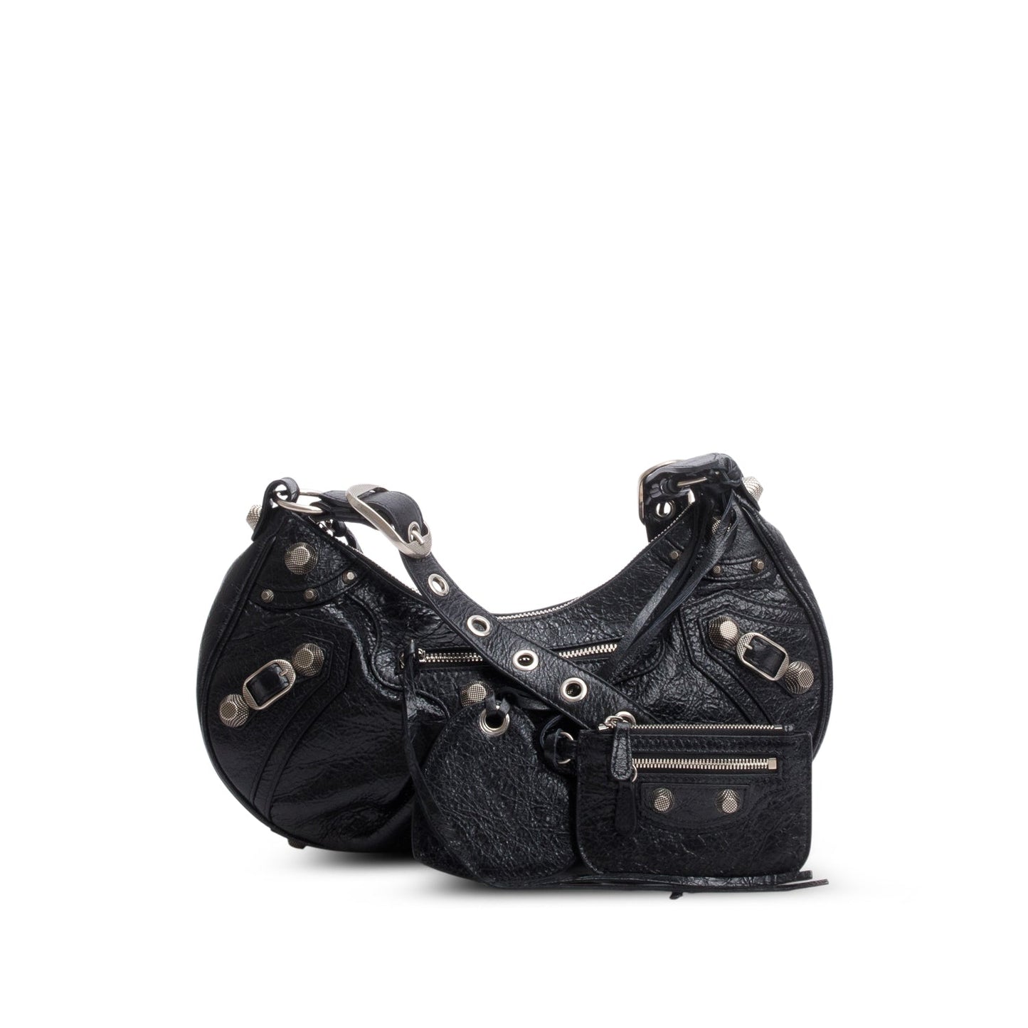Balenciaga Black Arena Leather Le Cagole Small Shoulder Bag