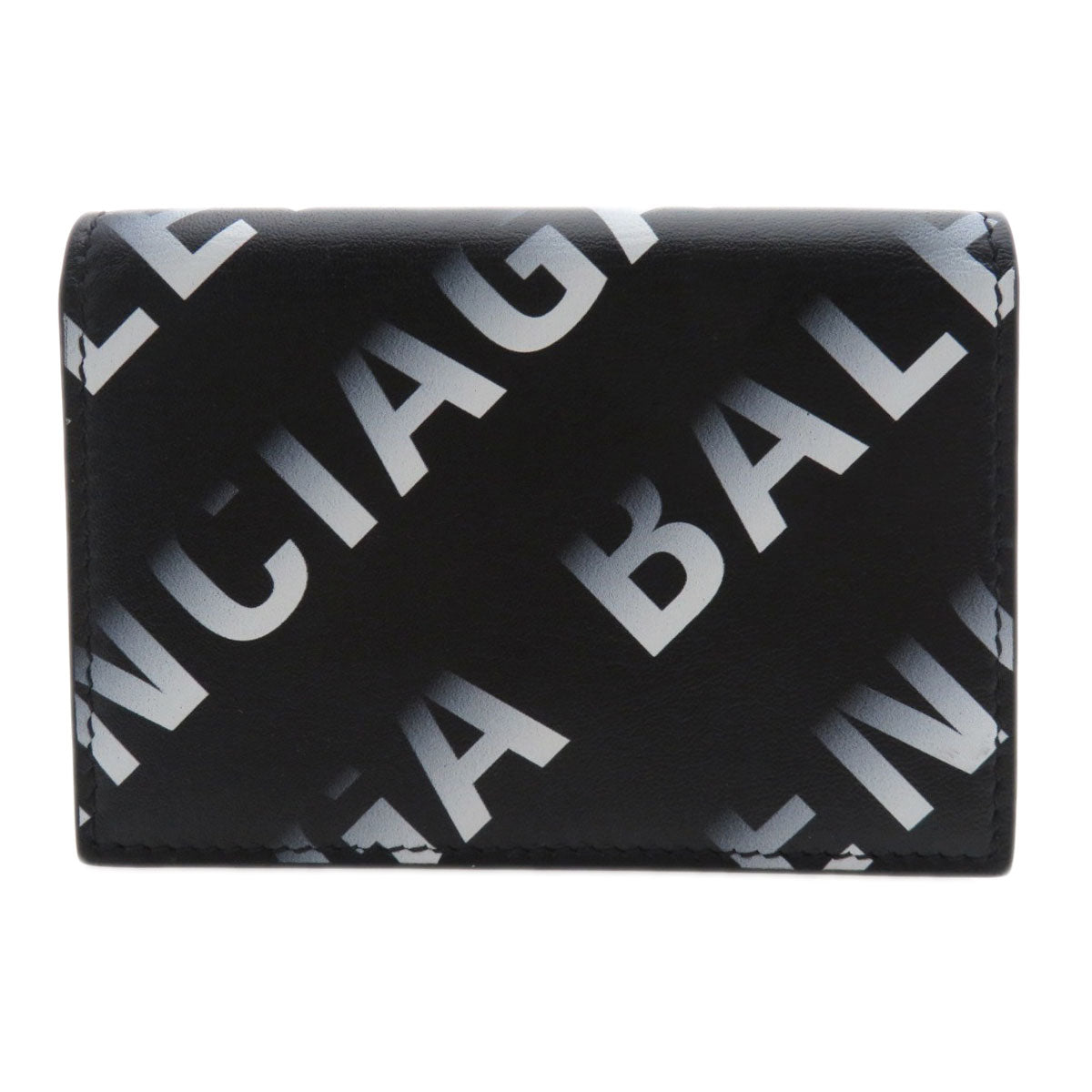BALENCIAGA Bifold Wallet 594312 Calfskin black Logo motif mini wallet tri-fold Women