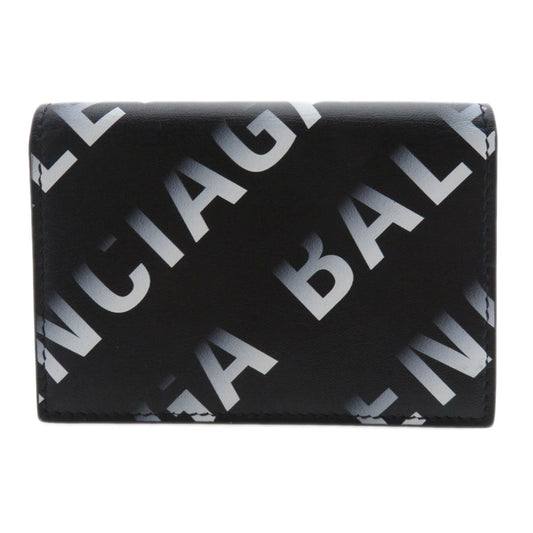 BALENCIAGA Bifold Wallet 594312 Calfskin black Logo motif mini wallet tri-fold Women