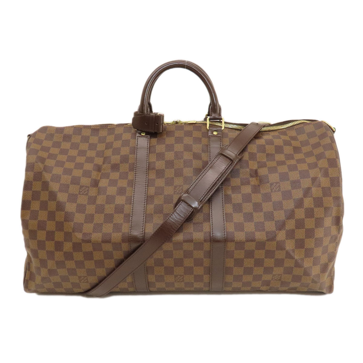 LOUIS VUITTON Boston Duffel bag Damier canvas Brown Keepall bandouliere55 Damier Ebene Women