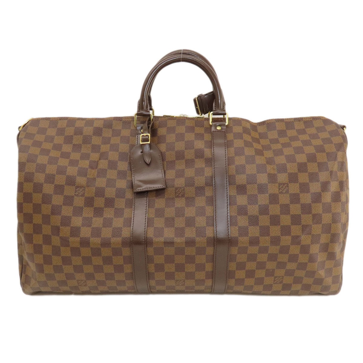 LOUIS VUITTON Boston Duffel bag Damier canvas Brown Keepall bandouliere55 Damier Ebene Women