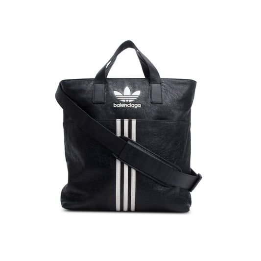 Balenciaga x Adidas Black Leather North-South Tote Bag