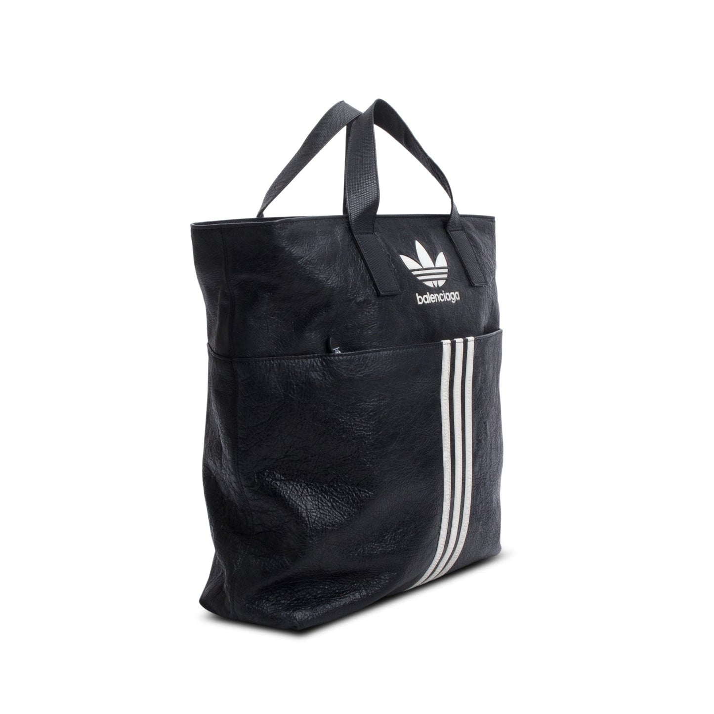 Balenciaga x Adidas Black Leather North-South Tote Bag