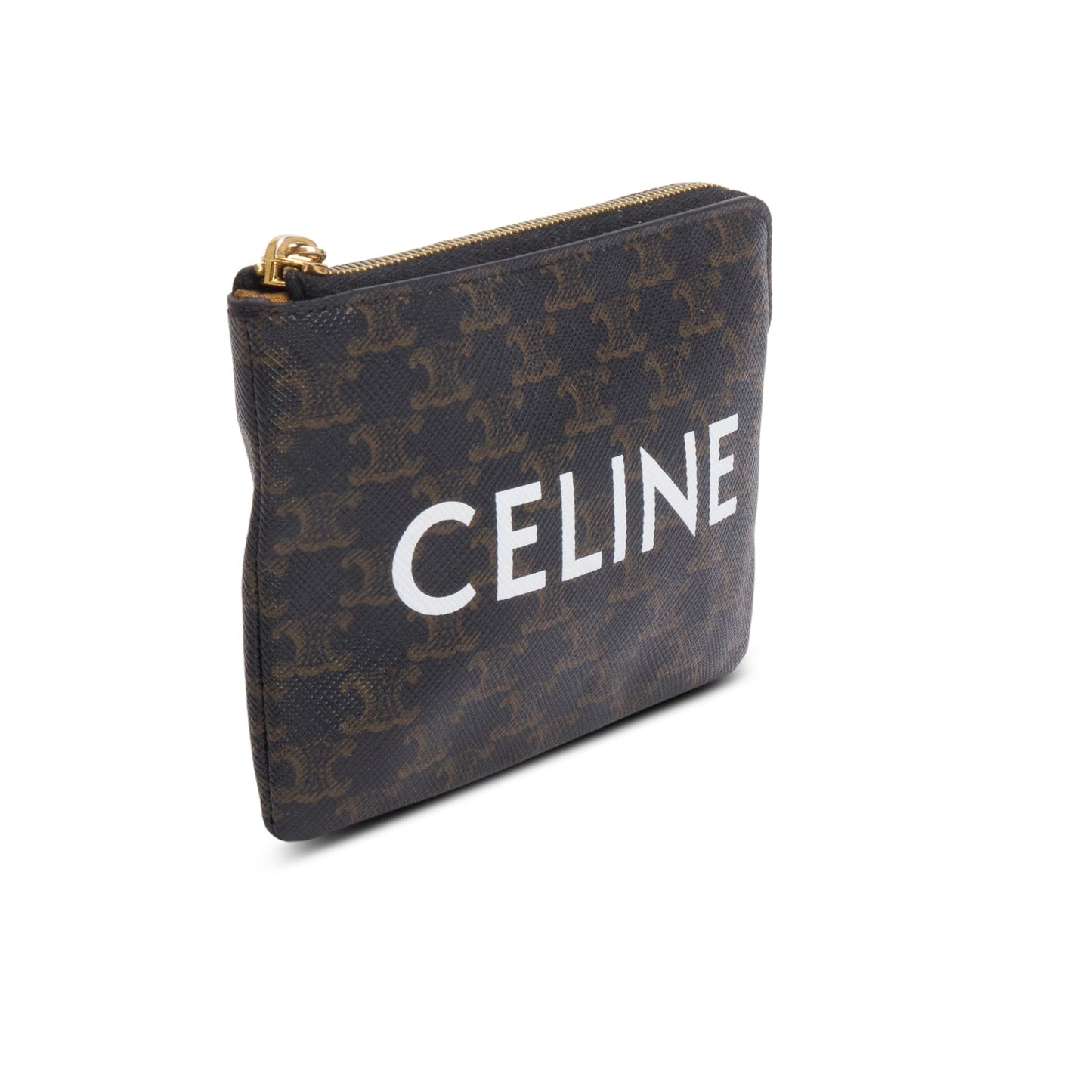 Celine 2024 Triomphe Canvas Logo Coin and Card Pouch with Hook
