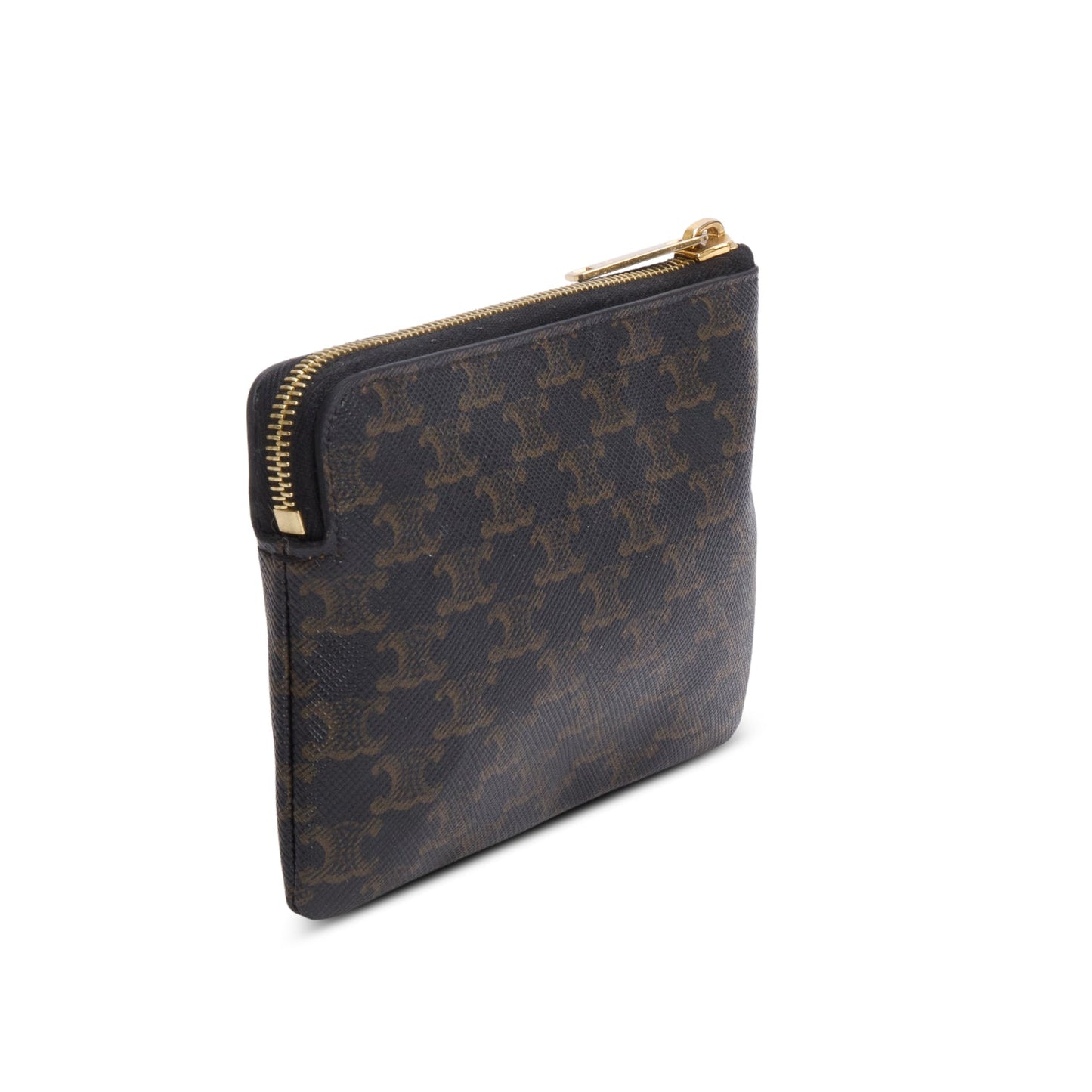 Celine 2024 Triomphe Canvas Logo Coin and Card Pouch with Hook