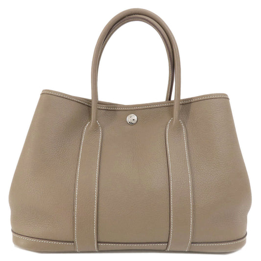 HERMES Handbag Country beige Garden Party TPM Etoupe Etoupe SilverMetal